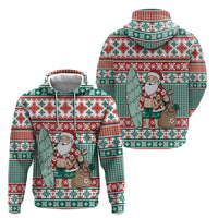 Hawaiian Funny Santa Surf Hoodie Mele Kalikimaka Palaka Quilt Pattern - Polynesian Pride
