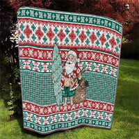 Hawaiian Funny Santa Surf Quilt Mele Kalikimaka Palaka Quilt Pattern - Polynesian Pride