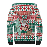 Hawaiian Funny Santa Surf Sherpa Hoodie Mele Kalikimaka Palaka Quilt Pattern - Polynesian Pride