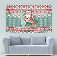 Hawaiian Funny Santa Surf Tapestry Mele Kalikimaka Palaka Quilt Pattern - Polynesian Pride