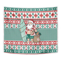 Hawaiian Funny Santa Surf Tapestry Mele Kalikimaka Palaka Quilt Pattern - Polynesian Pride
