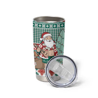 Hawaiian Funny Santa Surf Tumbler Cup Mele Kalikimaka Palaka Quilt Pattern - Polynesian Pride
