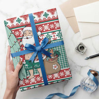 Hawaiian Funny Santa Surf Wrapping Paper Mele Kalikimaka Palaka Quilt Pattern - Polynesian Pride