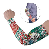 Hawaiian Skull Surfs Arm Sleeves Mele Kalikimaka Palaka Quilt Pattern - Polynesian Pride