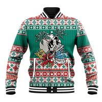 Hawaiian Skull Surfs Baseball Jacket Mele Kalikimaka Palaka Quilt Pattern - Polynesian Pride