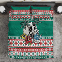 Hawaiian Skull Surfs Bedding Set Mele Kalikimaka Palaka Quilt Pattern - Polynesian Pride