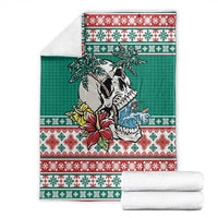 Hawaiian Skull Surfs Blanket Mele Kalikimaka Palaka Quilt Pattern - Polynesian Pride