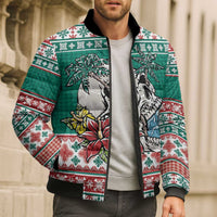 Hawaiian Skull Surfs Bomber Puffer Jacket Mele Kalikimaka Palaka Quilt Pattern - Polynesian Pride