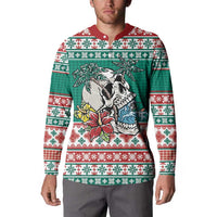 Hawaiian Skull Surfs Button Sweatshirt Mele Kalikimaka Palaka Quilt Pattern - Polynesian Pride