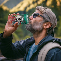 Hawaiian Skull Surfs 4 in 1 Can Cooler Tumbler Mele Kalikimaka Palaka Quilt Pattern - Polynesian Pride