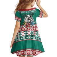 Hawaiian Skull Surfs Family Matching Off Shoulder Short Dress and Hawaiian Shirt Mele Kalikimaka Palaka Quilt Pattern - Polynesian Pride