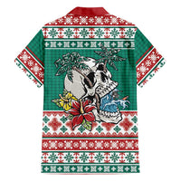 Hawaiian Skull Surfs Family Matching Summer Maxi Dress and Hawaiian Shirt Mele Kalikimaka Palaka Quilt Pattern - Polynesian Pride