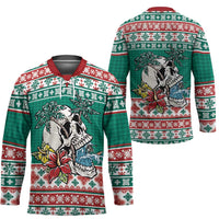 Hawaiian Skull Surfs Hockey Jersey Mele Kalikimaka Palaka Quilt Pattern LT9 - Polynesian Pride