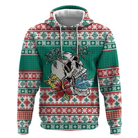 Hawaiian Skull Surfs Hoodie Mele Kalikimaka Palaka Quilt Pattern - Polynesian Pride