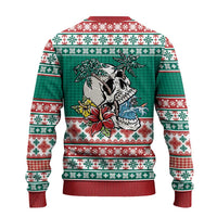 Hawaiian Skull Surfs Ugly Christmas Sweater Mele Kalikimaka Palaka Quilt Pattern - Polynesian Pride