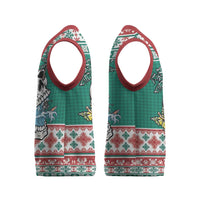 Hawaiian Skull Surfs Christmas Knitted V-Neck Vest Mele Kalikimaka Palaka Quilt Pattern - Polynesian Pride