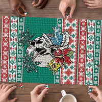 Hawaiian Skull Surfs Puzzle Mele Kalikimaka Palaka Quilt Pattern - Polynesian Pride