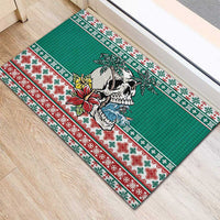 Hawaiian Skull Surfs Rubber Doormat Mele Kalikimaka Palaka Quilt Pattern - Polynesian Pride
