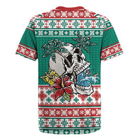 Hawaiian Skull Surfs Rugby Jersey Mele Kalikimaka Palaka Quilt Pattern - Polynesian Pride