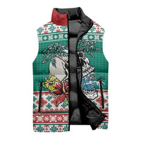 Hawaiian Skull Surfs Sleeveless Puffer Jacket Mele Kalikimaka Palaka Quilt Pattern - Polynesian Pride