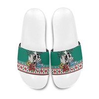 Hawaiian Skull Surfs Slide Sandals Mele Kalikimaka Palaka Quilt Pattern - Polynesian Pride