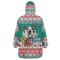 Hawaiian Skull Surfs Wearable Blanket Hoodie Mele Kalikimaka Palaka Quilt Pattern - Polynesian Pride
