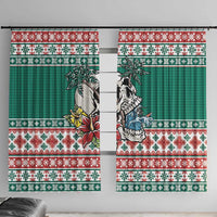 Hawaiian Skull Surfs Window Curtain Mele Kalikimaka Palaka Quilt Pattern - Polynesian Pride