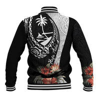 Hafa Adai Guam Baseball Jacket Tropical Flowers with Polynesian Pattern LT9 - Polynesian Pride