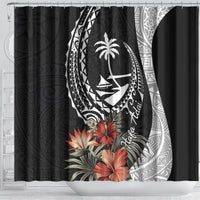 Hafa Adai Guam Shower Curtain Tropical Flowers with Polynesian Pattern LT9 - Polynesian Pride