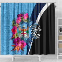 Bula Fiji Vintage Fijian Masi Pattern Shower Curtain Blue Unique LT9 - Polynesian Pride
