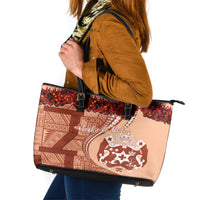 Vintage Tonga Kahoa Heilala Flower Leather Tote Bag LT9 Peach Fuzz - Polynesian Pride