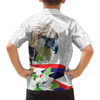 Philippines Eagle and Sampaguita Flowers Kid Hawaiian Shirt Polynesian Pattern