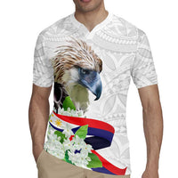 Philippines Eagle and Sampaguita Flowers Rugby Jersey Polynesian Pattern