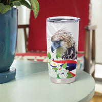 Philippines Eagle and Sampaguita Flowers Tumbler Cup Polynesian Pattern LT9 - Polynesian Pride