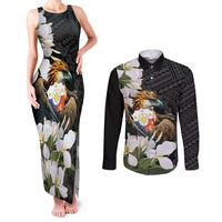 Philippines Eagle with Coat Of Arm Couples Matching Tank Maxi Dress and Long Sleeve Button Shirt Simple Sampaguita Jasmine