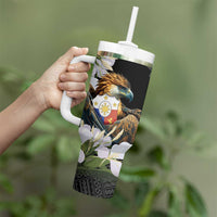 Philippines Eagle with Coat Of Arm Tumbler With Handle Simple Sampaguita Jasmine LT9 - Polynesian Pride