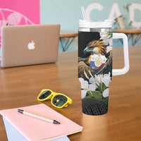 Philippines Eagle with Coat Of Arm Tumbler With Handle Simple Sampaguita Jasmine LT9 - Polynesian Pride