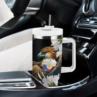 Philippines Eagle with Coat Of Arm Tumbler With Handle Simple Sampaguita Jasmine LT9 - Polynesian Pride