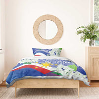 Philippines Flag Bedding Set Sampaguita Jasmine with Polynesian Tribal