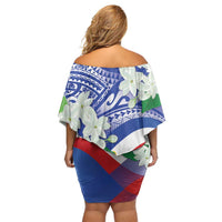 Philippines Flag Family Matching Off Shoulder Short Dress and Hawaiian Shirt Sampaguita Jasmine with Polynesian Tribal