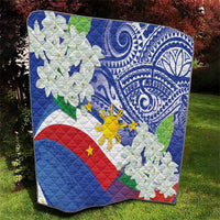 Philippines Flag Quilt Sampaguita Jasmine with Polynesian Tribal