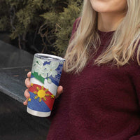Philippines Flag Tumbler Cup Sampaguita Jasmine with Polynesian Tribal LT9 - Polynesian Pride