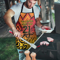 New Zealand Rangatira Custom Apron Red and Gold Niho Taniwha Maori Tribal - Polynesian Pride