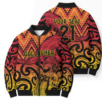 New Zealand Rangatira Custom Bomber Puffer Jacket Red and Gold Niho Taniwha Maori Tribal - Polynesian Pride