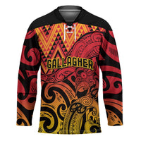 New Zealand Rangatira Custom Hockey Jersey Red and Gold Niho Taniwha Maori Tribal LT9 Unisex Gold - Polynesian Pride