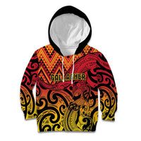 New Zealand Rangatira Custom Kid Hoodie Red and Gold Niho Taniwha Maori Tribal