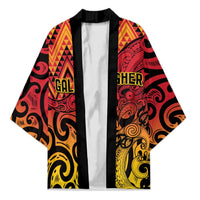 New Zealand Rangatira Custom Kimono Red and Gold Niho Taniwha Maori Tribal - Polynesian Pride