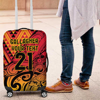 New Zealand Rangatira Custom Luggage Cover Red and Gold Niho Taniwha Maori Tribal LT9 Gold - Polynesian Pride