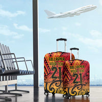 New Zealand Rangatira Custom Luggage Cover Red and Gold Niho Taniwha Maori Tribal LT9 - Polynesian Pride