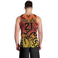 New Zealand Rangatira Custom Men Tank Top Red and Gold Niho Taniwha Maori Tribal